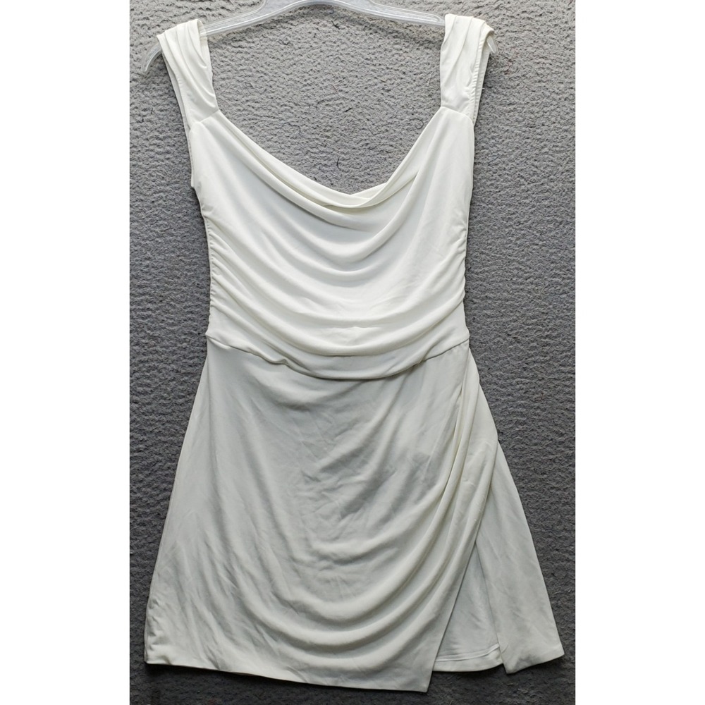 Tiger Mist Joslin Dress Womens Large White Sleeveless Bow Back Draped Cowl Neck